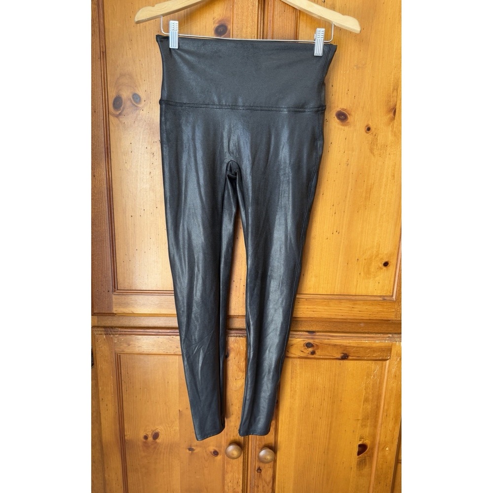 SPANX Women's L Faux Leather Leggings Pants Skinny 2437T Tight Casual Black